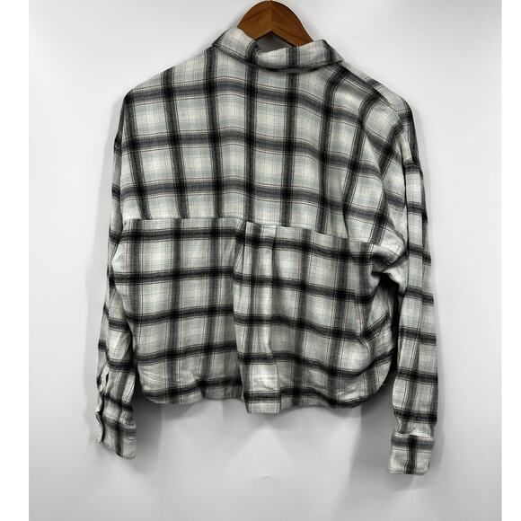 Madewell‎ Womens Celestial Blue Flannel Dolman Crop Shirt in Plaid Small - Picture 7 of 9